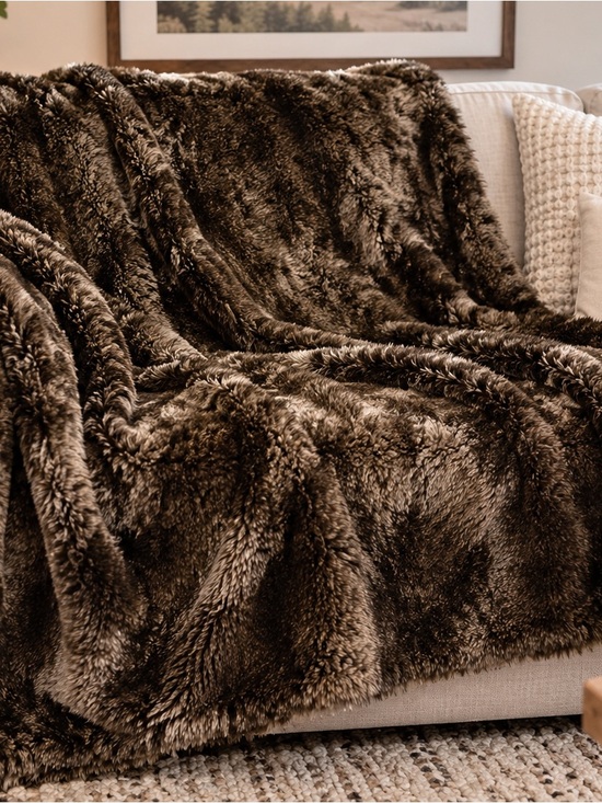 Restoration Hardware Other - Restoration Hardware Luxe Faux Fur Throw in Rich Brown